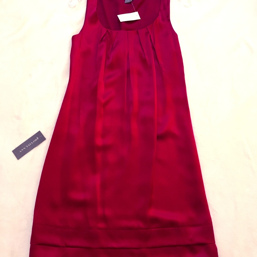 Red Satin Ann Taylor Midi Dress